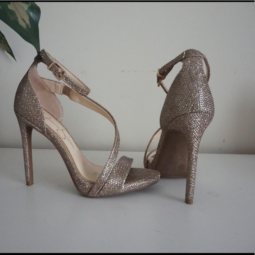 Metallic Sparkle Fabric Strappy Dress Sandals